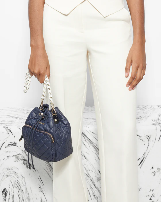 MZ Wallace Dawn White Crosby Drawstring Bucket Bag - Big Bag NY