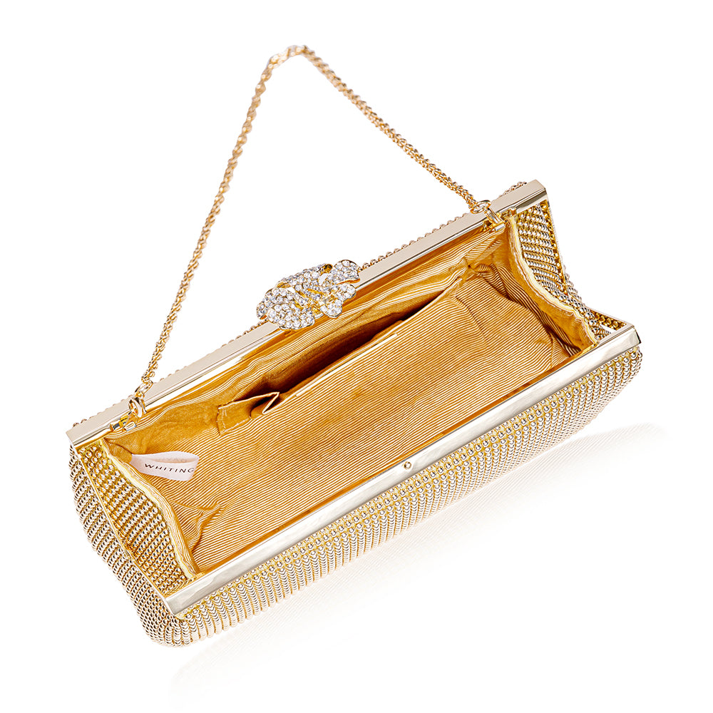 Crystal Flower Clutch Gold - Big Bag NY