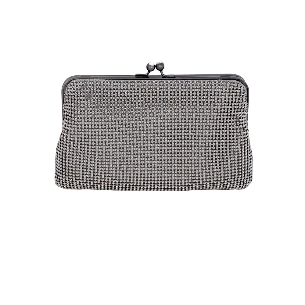 Whiting & Davis Dimple Frame Clutch Pewter - Big Bag NY