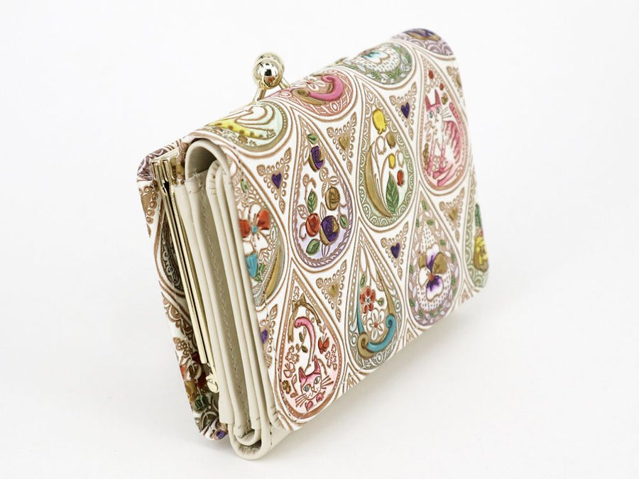 Flowers and Cats Mix Small Trifold Frame Wallet