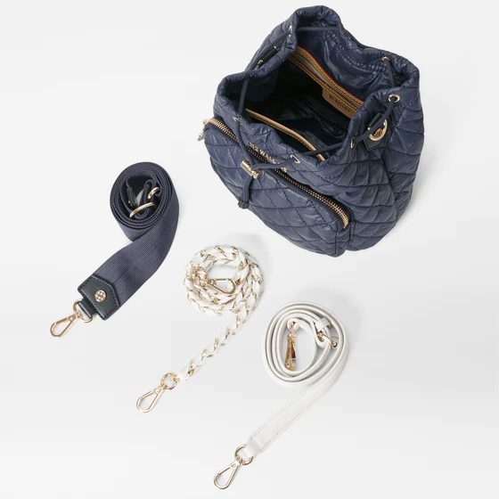 MZ Wallace Dawn White Crosby Drawstring Bucket Bag - Big Bag NY