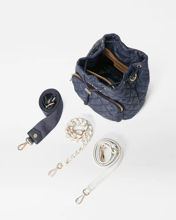 MZ Wallace Dawn White Crosby Drawstring Bucket Bag - Big Bag NY