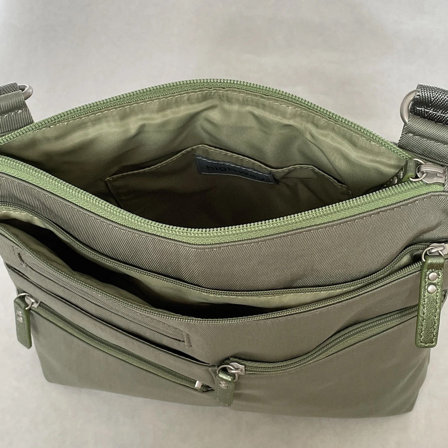 NICO- Small Nylon Multi-Pocket Bag | FERN green x Green | Adjustable Cross-Body Strap