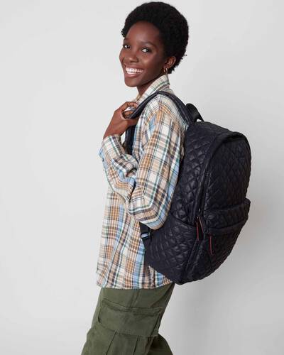 MZ Wallace Metro Backpack Deluxe Magnet Black Big Bag NY Upper West Side Manhattan Bag Store NYC  Edit alt text