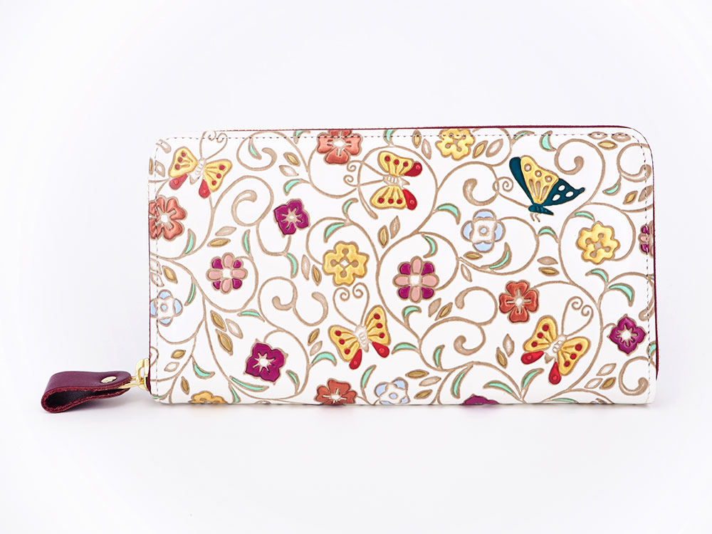 Butterfly and Golden Flowers Zippered Long Wallet- Big Bag NY